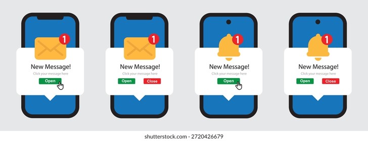 Teléfono nuevo icono de notificación de mensaje, Ilustración vectorial