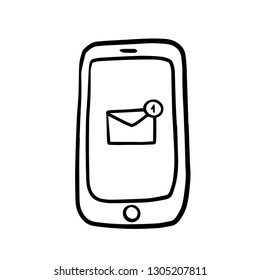 Phone, new message, sketch for doodle