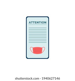 Phone with news feed about coronavirus, flat vector illustration isolated.