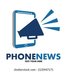 Phone news vector logo template. this design use loudspeaker symbol. Suitable for business.