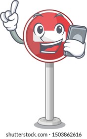 With phone no entry mascot shaped on cartoon