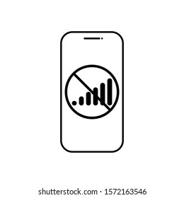 phone no signal vector icon, mobile no connection vector icon 