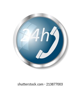 Phone nonstop blue  button or icon vector illustration