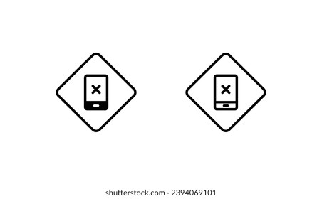 Phone Not Allowed icon design with white background stock illustration