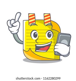 With phone note paper character cartoon