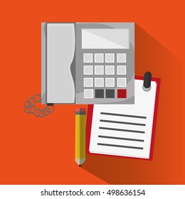 Phone notebook and pencil of office and work design