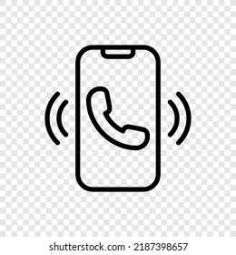 Phone notification, call simple icon vector. Flat design. Transparent grid.ai