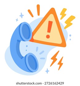 Aviso de peligro de aviso de teléfono diseño de Plantilla de Ilustración vectorial de color plano
