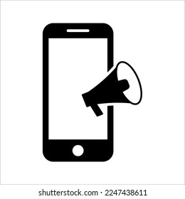 phone with notification icon. Notification concept of new message or other notice.  Vector illustration on white background
