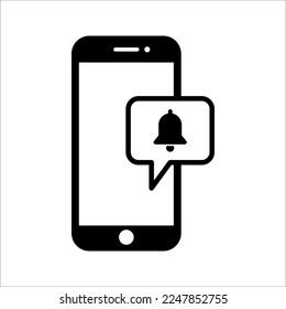 phone with notification icon. Notification concept of new message or other notice.  Vector illustration on white background