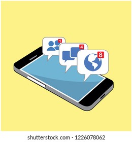 Phone Notification Social Media Illustration Vector