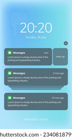 Phone notification window template. Smartphone message interface on a light background. Vector illustration. Smartphone. We communicate. Vector illustration.