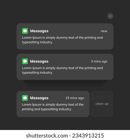 Phone notification window template. Smartphone message interface on a light background. Vector illustration. Smartphone. Messages. We communicate. Vector illustration.