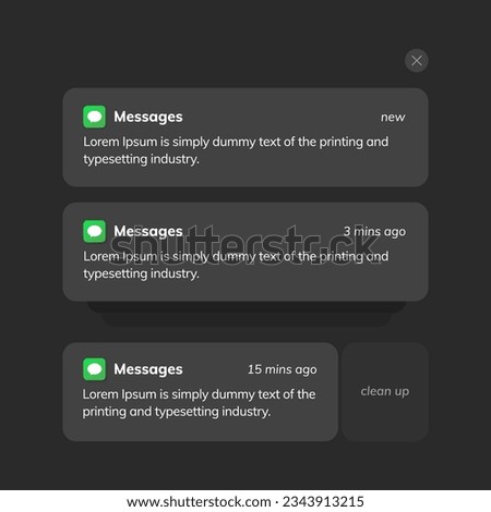 Phone notification window template. Smartphone message interface on a light background. Vector illustration. Smartphone. Messages. We communicate. Vector illustration.