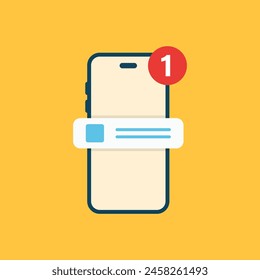 Phone notifications icon in flat style. Smartphone with new notice vector illustration on isolated background. Reminder message sign business concept.