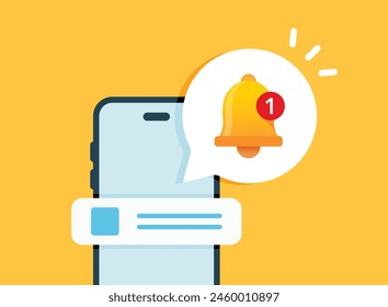 Phone notifications icon in flat style. Smartphone with new notice vector illustration on isolated background. Reminder message sign business concept.