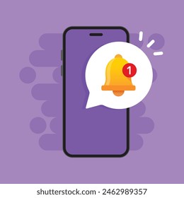 Phone notifications icon in flat style. Smartphone with new notice vector illustration on isolated background. Reminder message sign business concept.