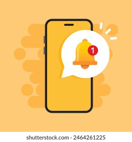 Phone notifications icon in flat style. Smartphone with new notice vector illustration on isolated background. Reminder message sign business concept.