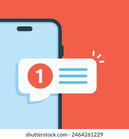 Symbol für Telefonbenachrichtigungen im flachen Stil. Smartphone mit neuer Vektorillustration auf isoliertem Hintergrund. Erinnerungsnachrichten signieren Geschäftskonzept.