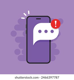 Phone notifications icon in flat style. Smartphone with new notice vector illustration on isolated background. Reminder message sign business concept.