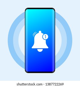 Phone notifications, new message received concepts Bell Notification on screen Vector Illustration