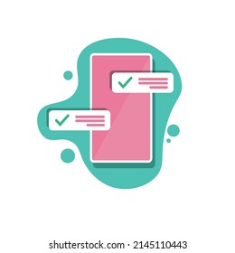 Notificaciones telefónicas. Chat en línea. Diseño plano. Plantilla, cartel.