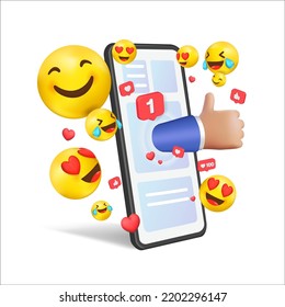 Phone with Notifications. Reminder design mockup. Email marketing, online advertising concept. 3D Web Vector Illustrations.