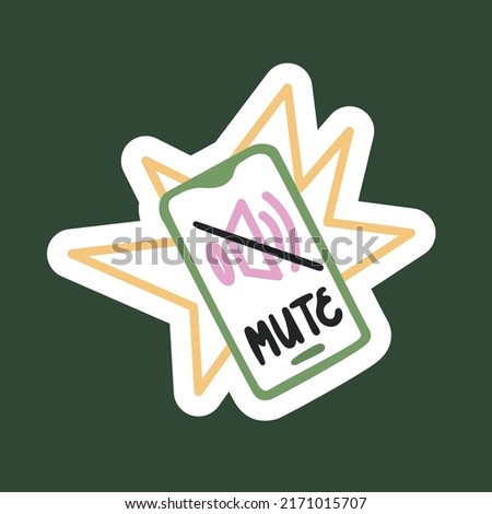 Phone with notifications turned off. Mute. Silent mode. Vector cute doodle sticker.