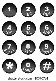 Phone Number With Alphabet Key Pad Buttons - Vector