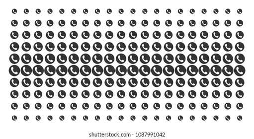 Phone number icon halftone pattern, designed for backgrounds, covers, templates and abstract compositions. Vector phone number pictograms organized into halftone grid.