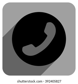 Phone Number long shadow vector icon. Style is a flat phone number iconic symbol on a gray square background.