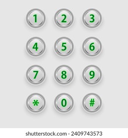 Phone number. metal buttons. Icon Vector Design. Vector design illustration for gadget or electronic. web icon push-button