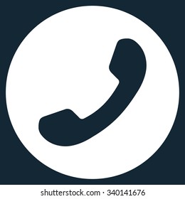 Phone Number vector icon. Style is flat symbol, white color, rounded angles, dark blue background.