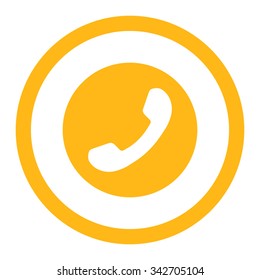 Phone Number vector icon. Style is flat rounded symbol, yellow color, rounded angles, white background.