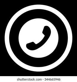 Phone Number vector icon. Style is flat rounded symbol, white color, rounded angles, black background.