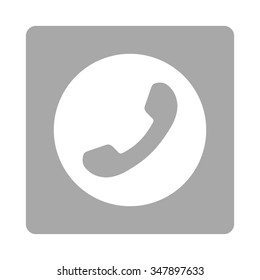 Phone Number vector icon. Style is flat rounded square button, white and silver colors, white background.