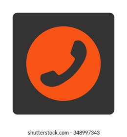 Phone Number vector icon. Style is flat rounded square button, orange and gray colors, white background.