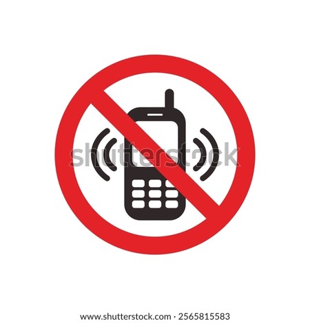 Phone off icon. Sign of mobile ban. Forbidden use cellphone, sound. Stop call symbol in smartphone. Zone of mute telephone. Switch on quiet. Flat vector illustration.