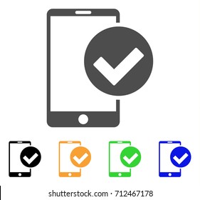 Phone Ok icon. Vector illustration style is a flat iconic phone ok symbol with black, gray, green, blue, yellow color variants. Designed for web and software interfaces.