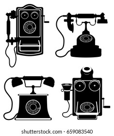 phone old retro vintage icon stock vector illustration isolated on white background