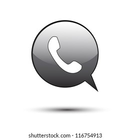 Phone on black word bubble speech