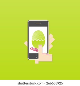 phone on easter, vector illustration