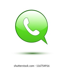 Phone on green word speech bubble