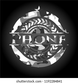 Phone on grey camo pattern