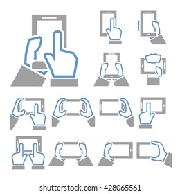 phone on hand icon set