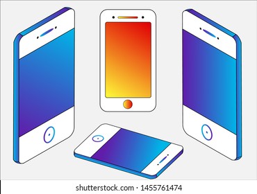 phone on isolate background.isometric white background.