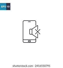 Phone on mute outline icon Vector illustration