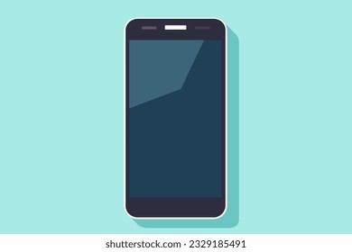 Phone on a turquoise background. Phone with screen off.