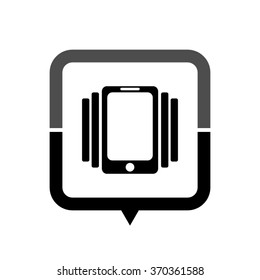 Phone On Vibration - black vector icon; map pointer;  message bubble