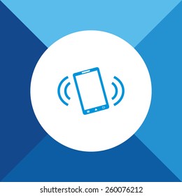 Phone On Vibration Mode Icon on Blue Background. Eps-10.
